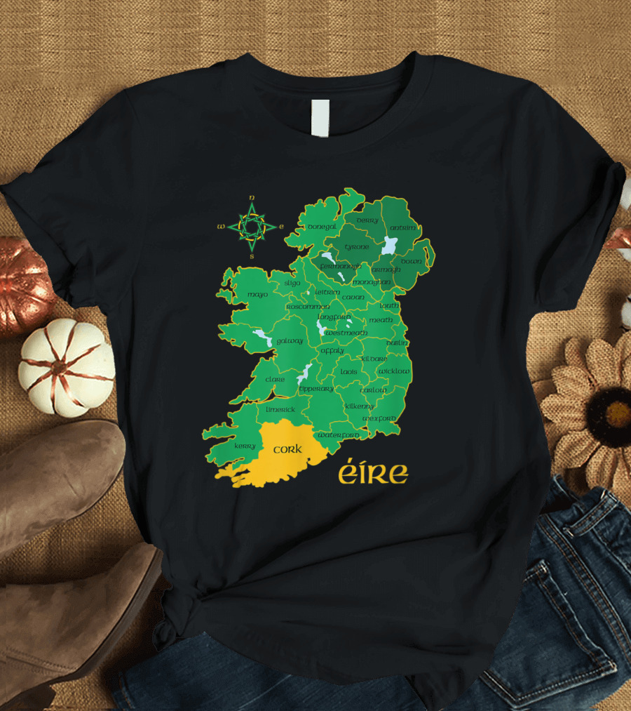Cork Ireland County Map Eire Éire Travel T-Shirt