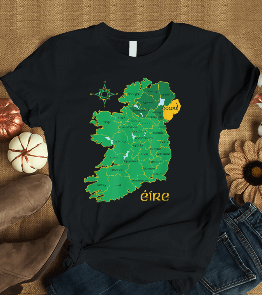 Down County Map Éire Northern Ireland Ulster Irish T-Shirt