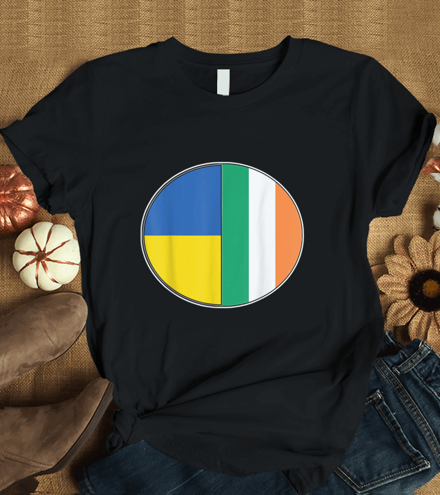 Half Ukrainian Half Irish Flag Pie Chart Heritage T-Shirt