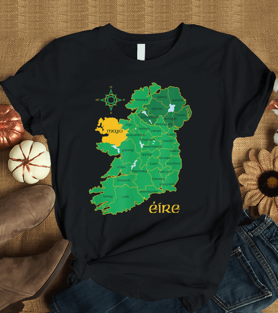 Mayo County Map Éire Ireland Irish Travel T-Shirt