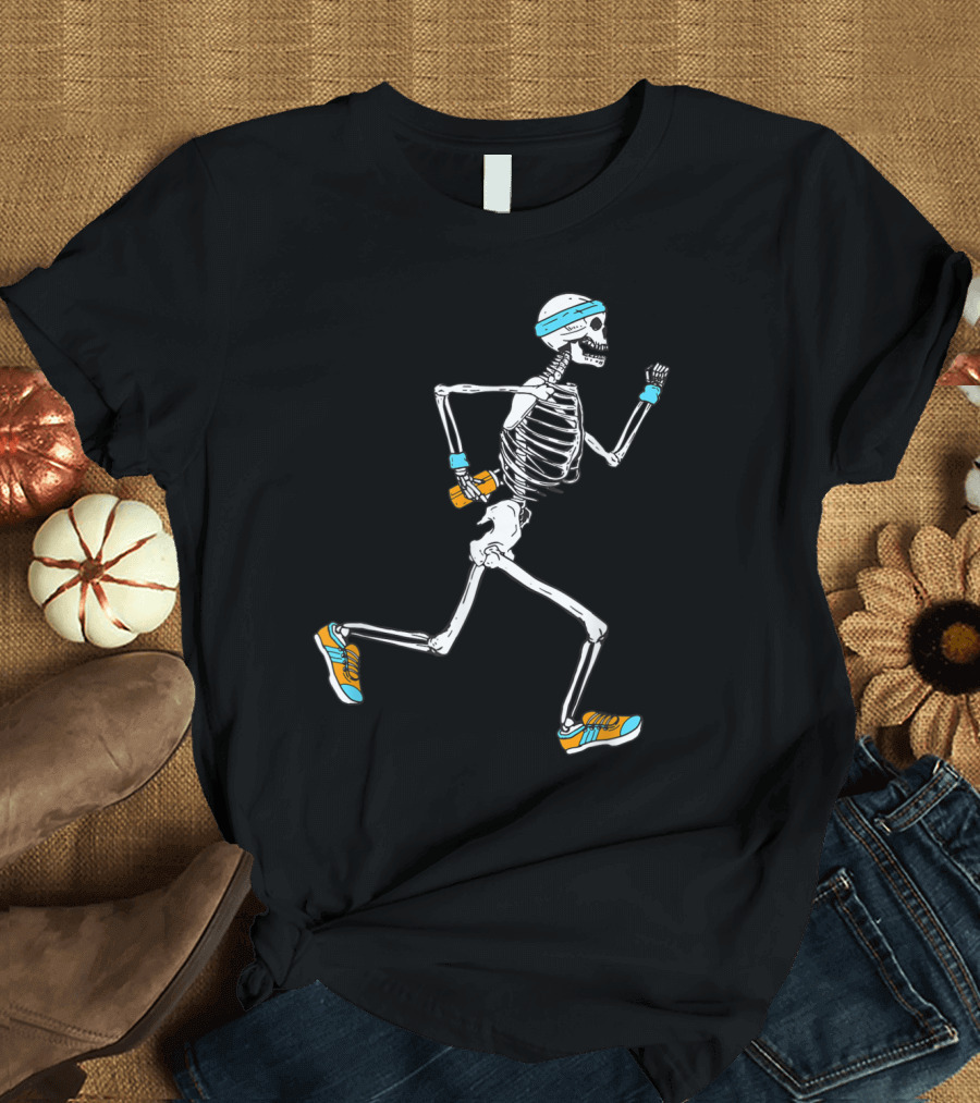 Skeleton Jogging Athletic Shoes Headband Fitness T-Shirt