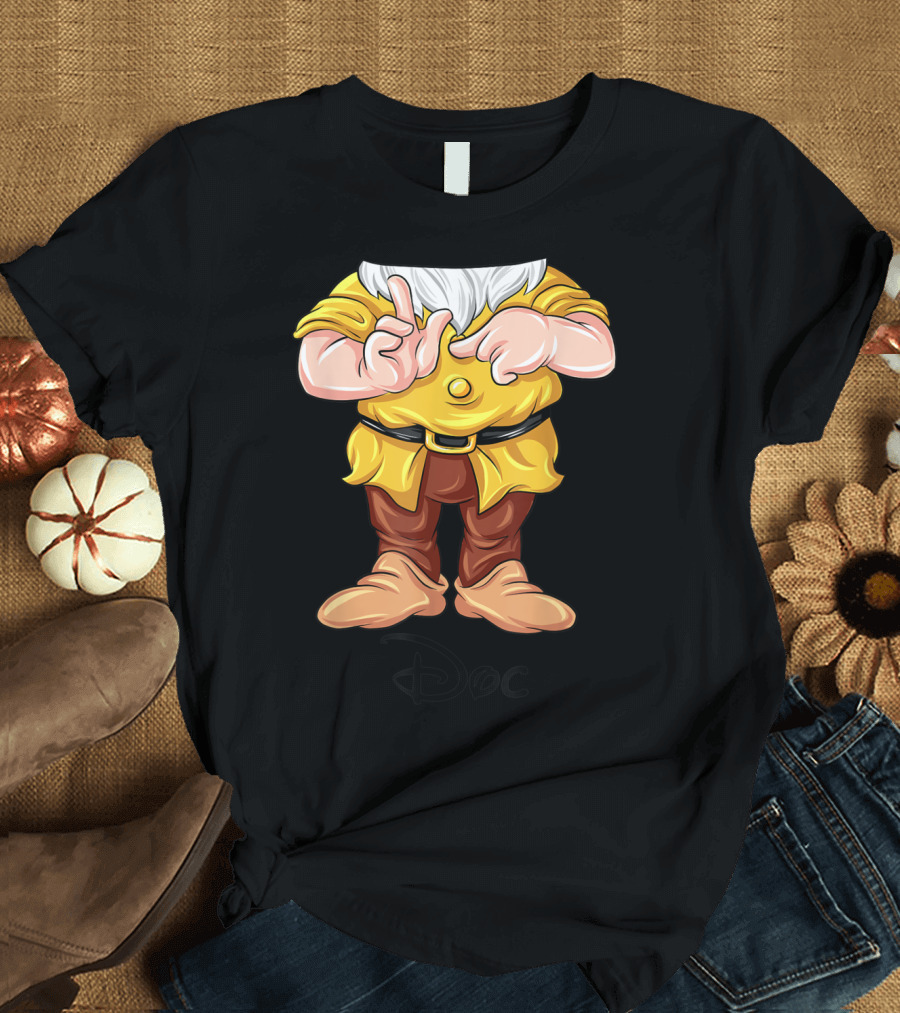 Doc Dwarf Costume Halloween Yellow Shirt Brown Pants T-Shirt