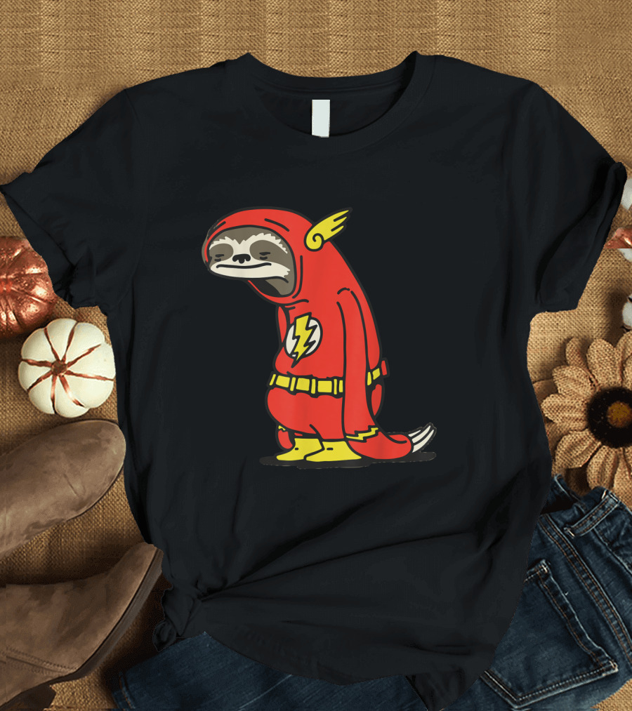 Funny Flash Sloth Superhero Costume Perfect for Holidays T-Shirt