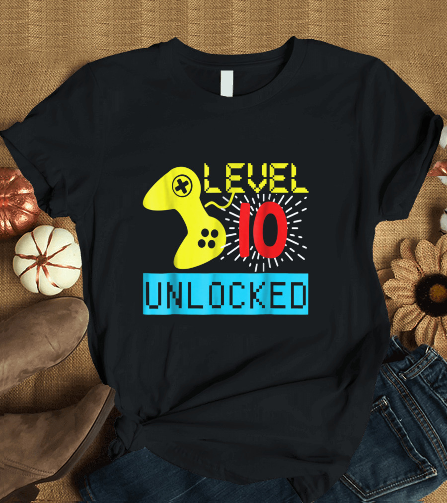 Level 10 Unlocked Video Game Gamer Controller T-Shirt