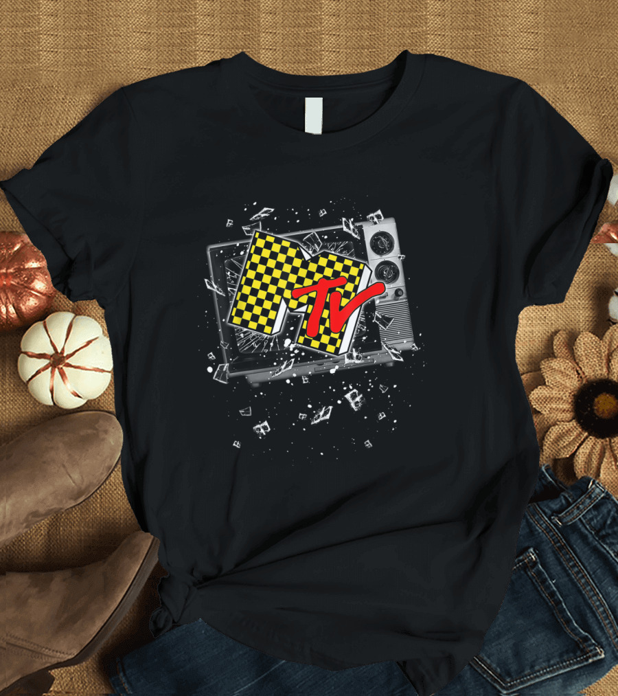 MTV Checker Board Breaking TV Logo Burst T-Shirt