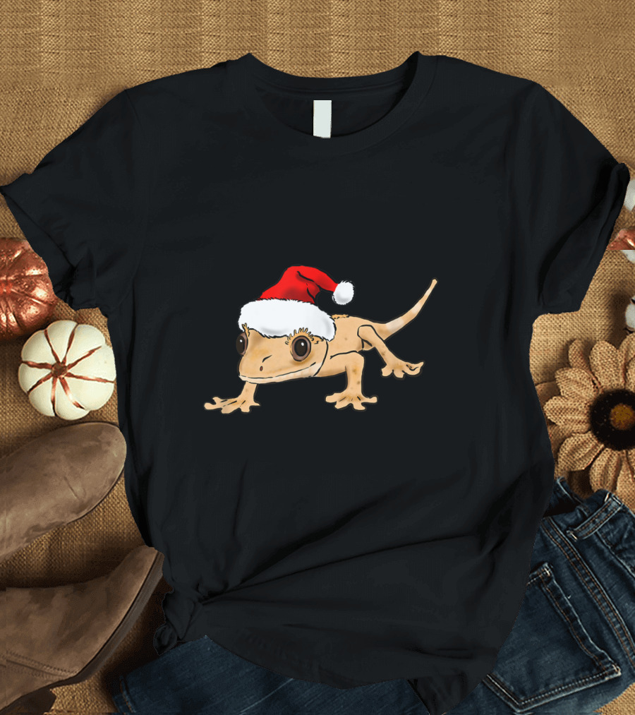 Christmas Crested Gecko Santa Hat Crestie Lover T-Shirt