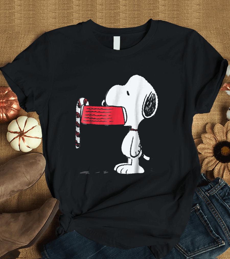 Snoopy Peanuts Christmas Candy Cane Holiday T-Shirt