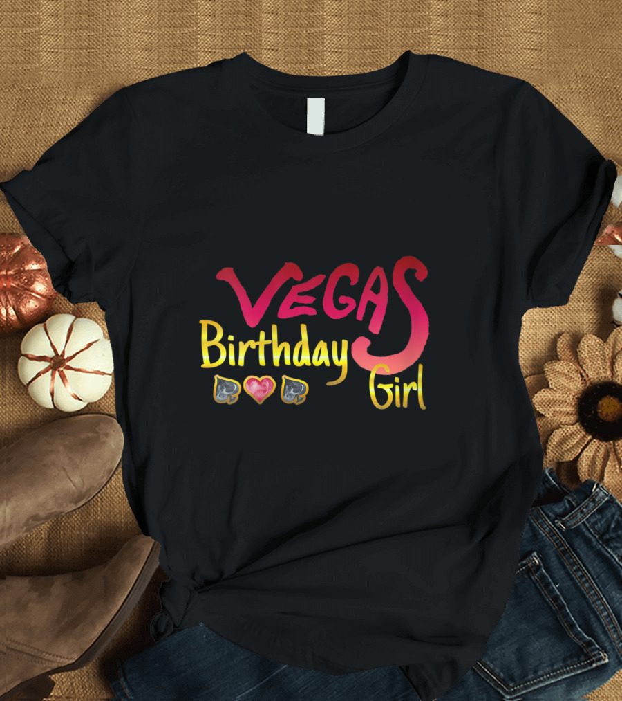 Vegas Birthday Girl Party Fun Cards Suit Icons T-Shirt