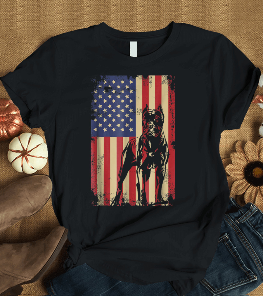 American Flag Cane Corso 4th of July T-Shirt