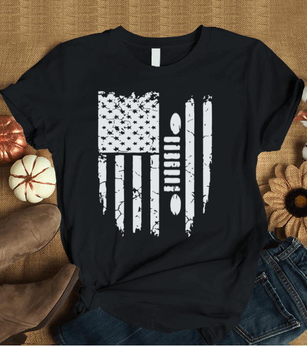 T-Shirt: Jeep Grille American Flag T-Shirt Jeep Grille American Flag T-Shirt