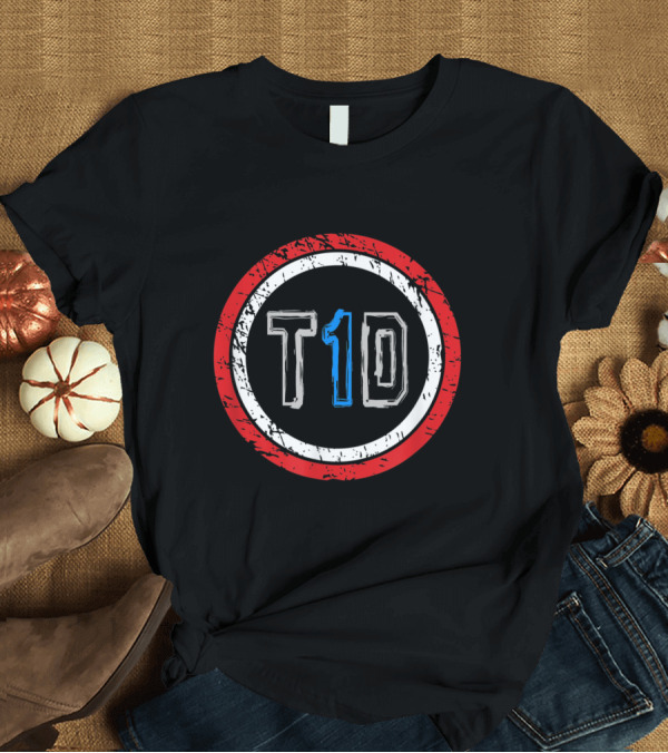 T-Shirt: T1D Superhero Emblem Type 1 Diabetes Awareness Circle T-Shirt T1D Superhero Emblem Type 1 Diabetes Awareness Circle T-Shirt