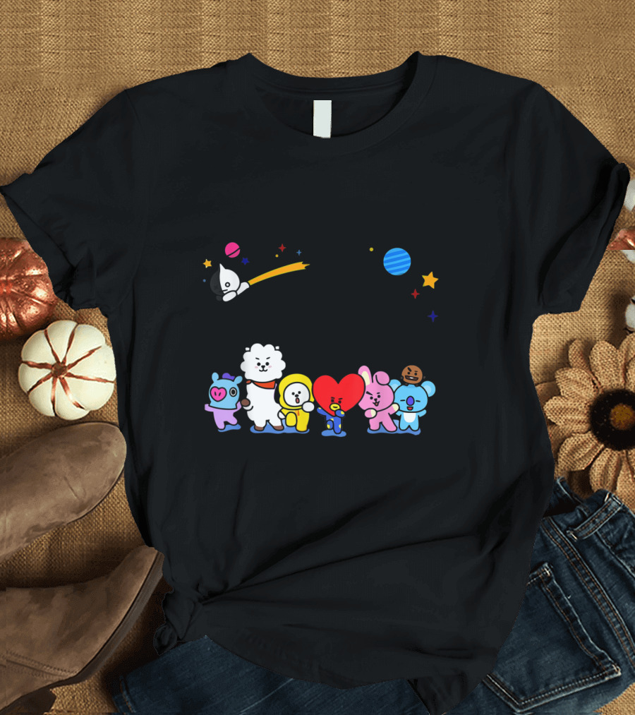 BT21 BTS Cute Chibi Characters Koya RJ Shooky Mang Chimmy Tata Cooky Van T-Shirt