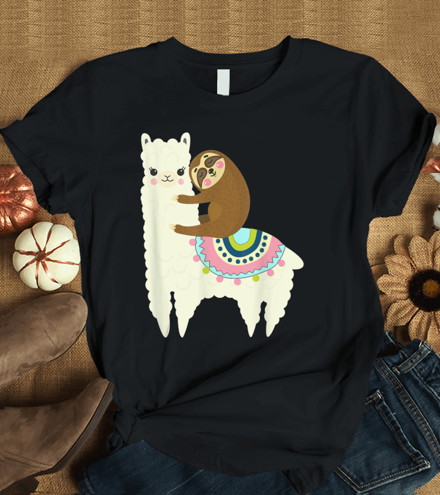Cute Llama Alpaca And Sloth Best Friends T-Shirt