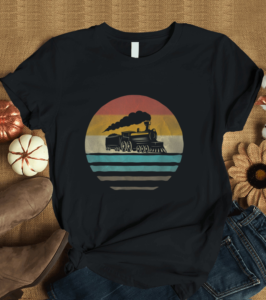 Vintage Sunset Train Driver Locomotive T-Shirt
