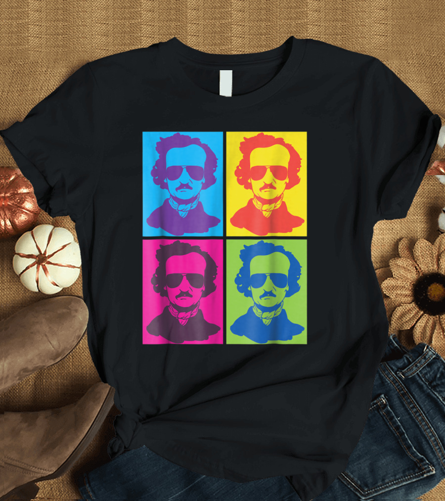 Edgar Allan Poe Pop Art Colors Gothic Literary Portraits T-Shirt