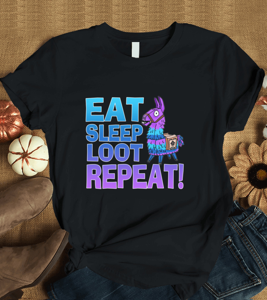 Eat Sleep Loot Repeat Llama Birthday Gamer Gift T-Shirt