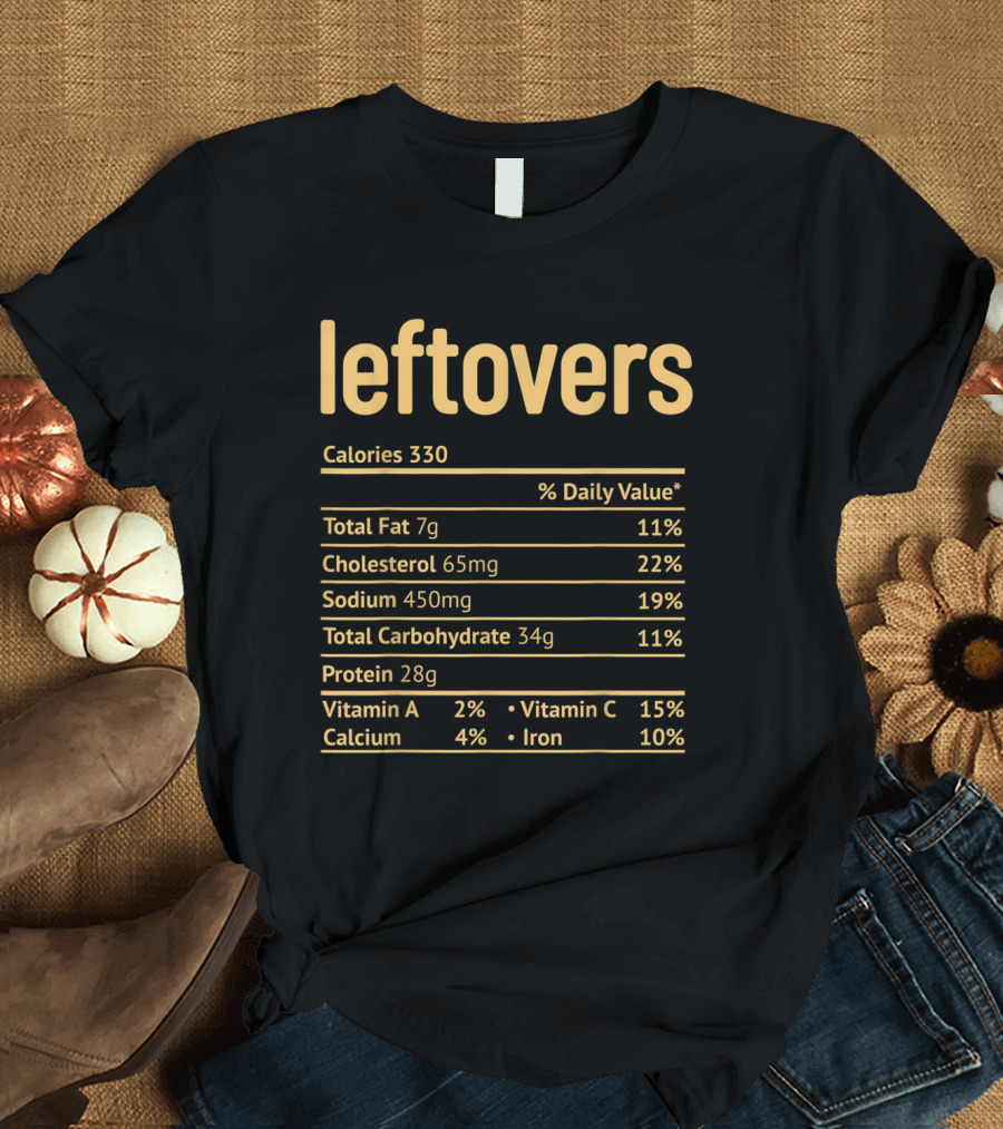 Thanksgiving Leftovers Calories Nutrition Facts Chart T-Shirt