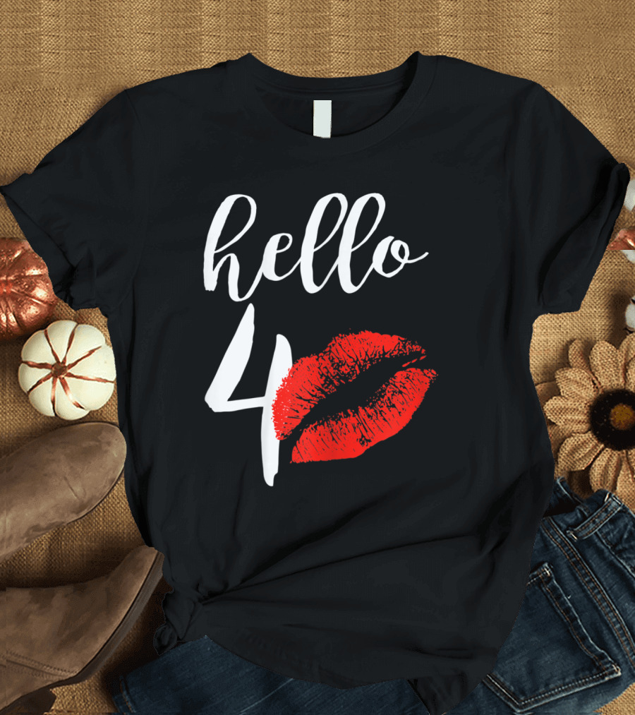 Hello 40 Red Lip Kisses Birthday T-Shirt