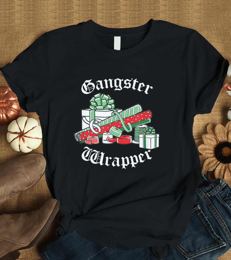 Gangster Wrapper Funny Christmas Presents Rolls and Ribbons T-Shirt