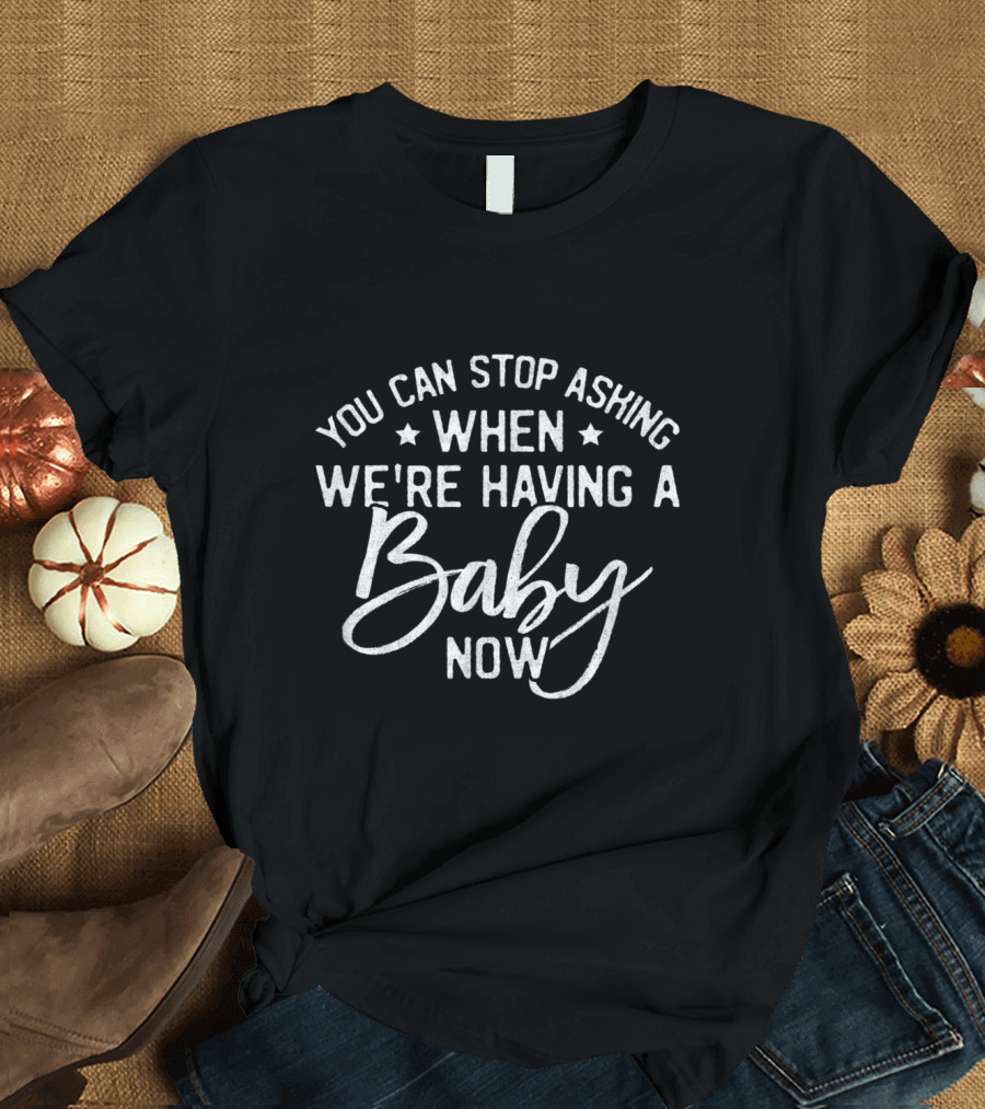 You Can Stop Asking When We're Having a Baby Now Funny T-Shirt