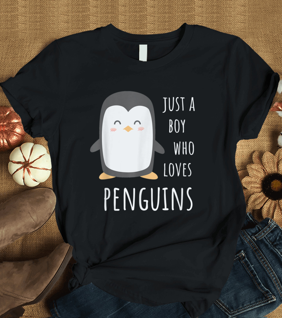 Just a Boy Who Loves Penguins Cute Penguin T-Shirt