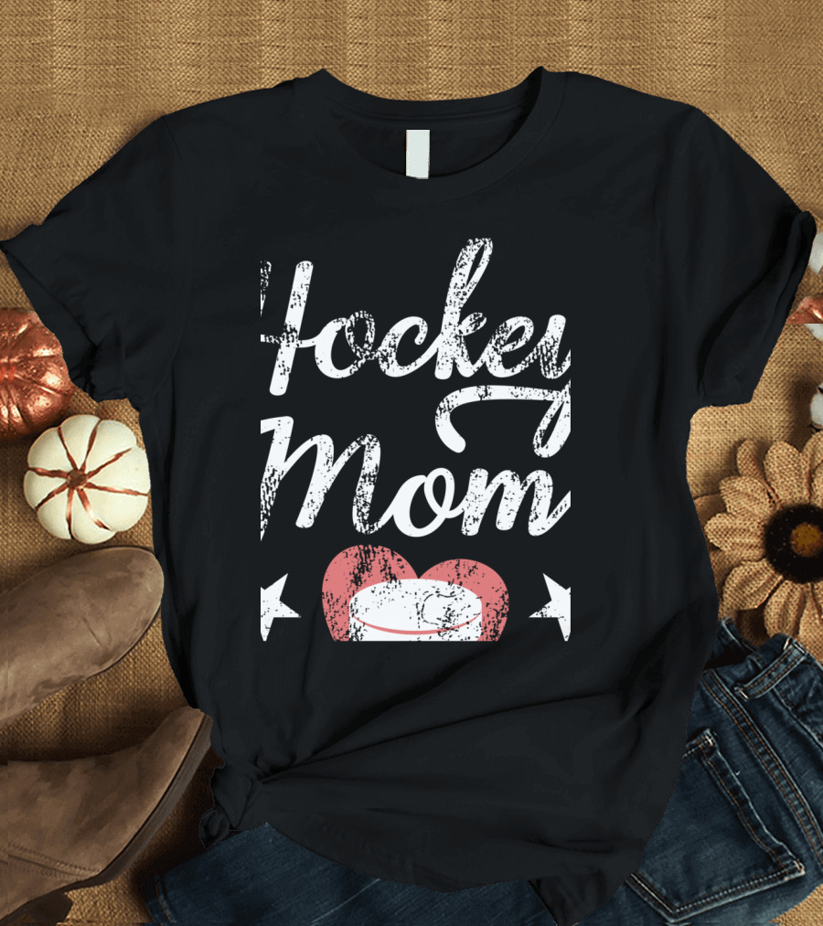 Hockey Mom Heart with Red Puck in Heart Shape T-Shirt
