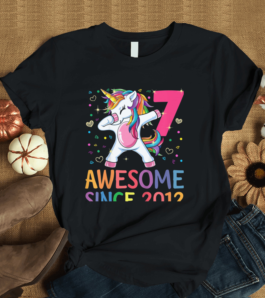 7 Year Old Awesome Since 2012 Unicorn Birthday Girl T-Shirt
