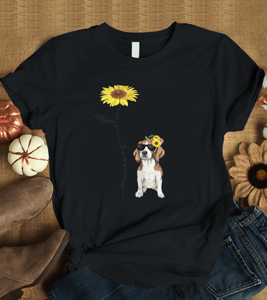 You Are My Sunshine Beagle Sunflower Dog with Sunglasses T-Shirt
