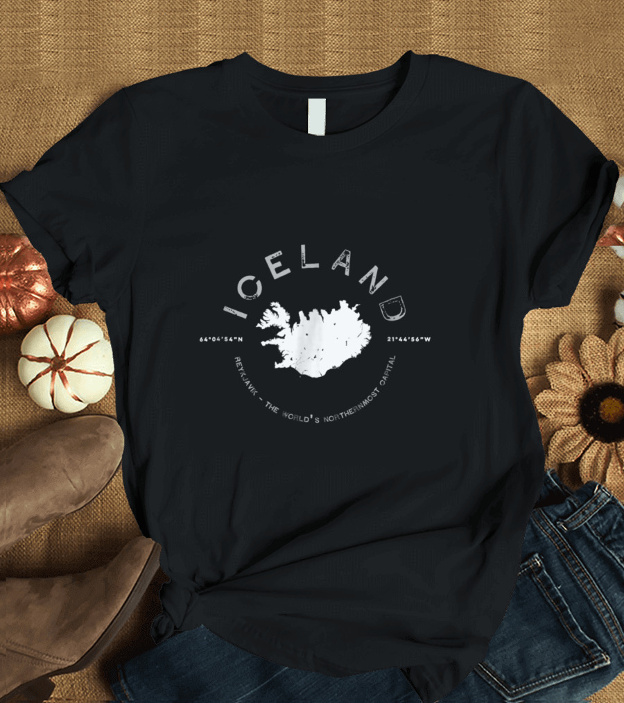 Iceland Reykjavik The World's Northernmost Capital 64°04'54N 21°44'56W T-Shirt