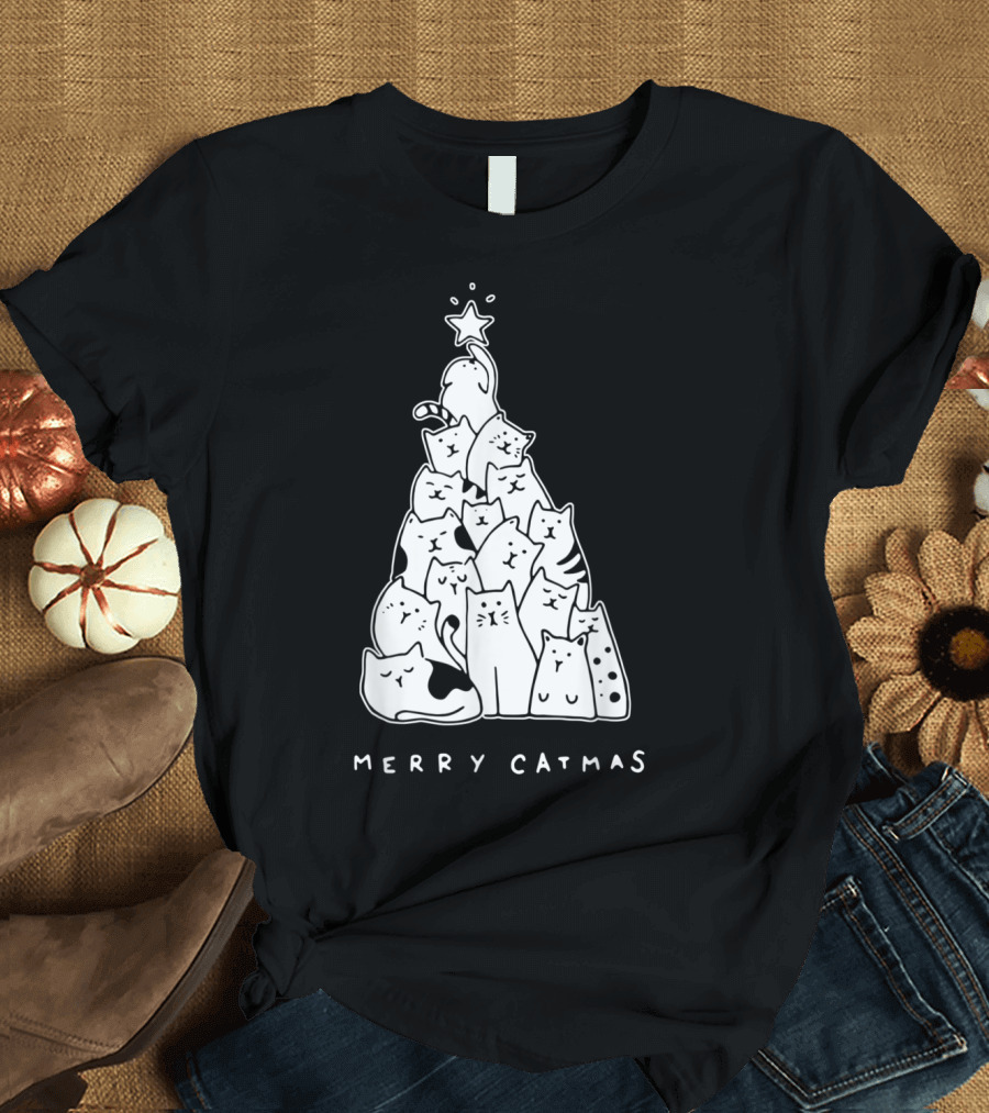 Merry Catmas Christmas Tree of Cats for Cat Lover T-Shirt