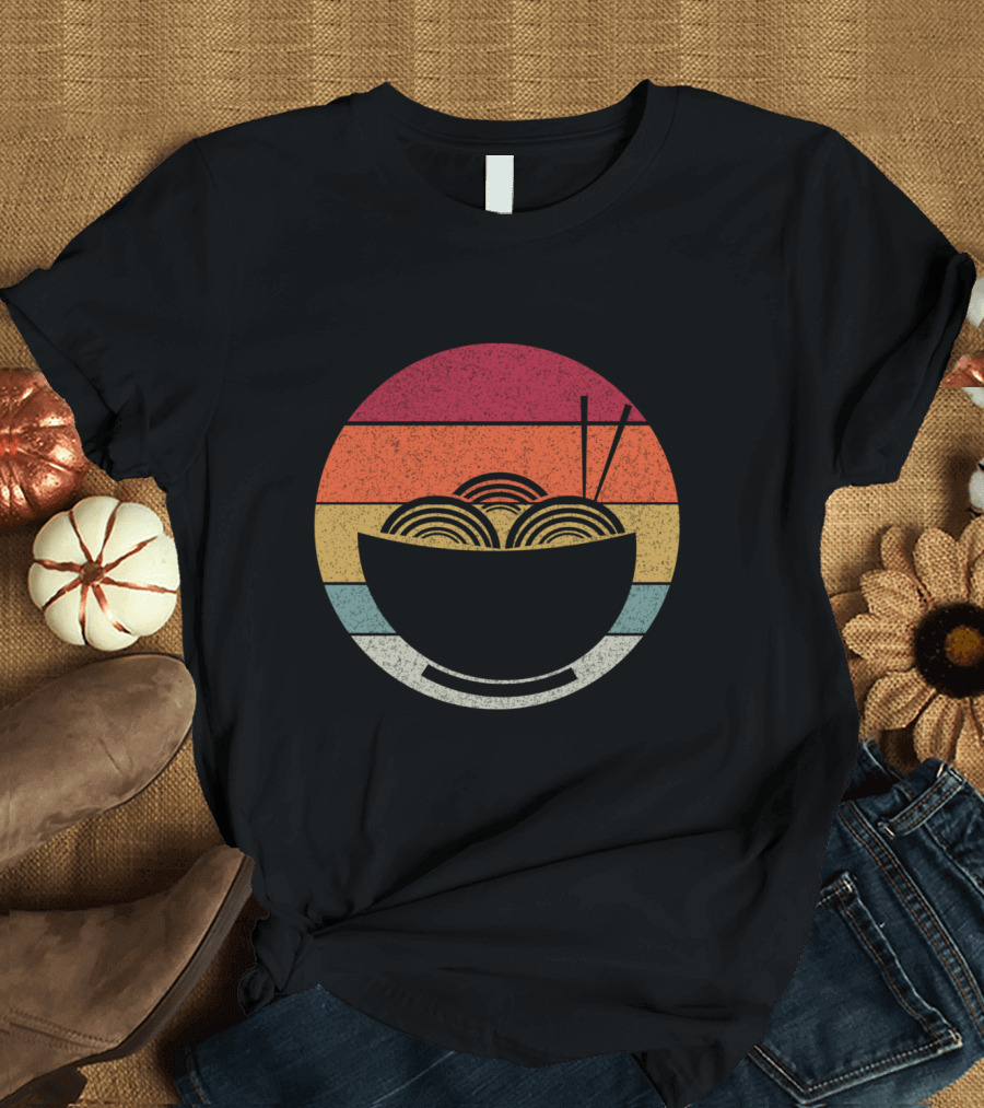 Retro Vintage Japanese Ramen Noodles Anime Stripes T-Shirt