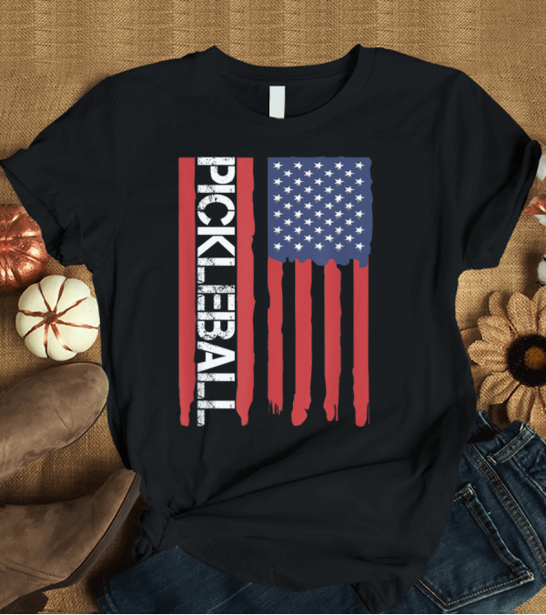 T-Shirt: Pickleball USA American Flag Patriotic T-Shirt Pickleball USA American Flag Patriotic T-Shirt