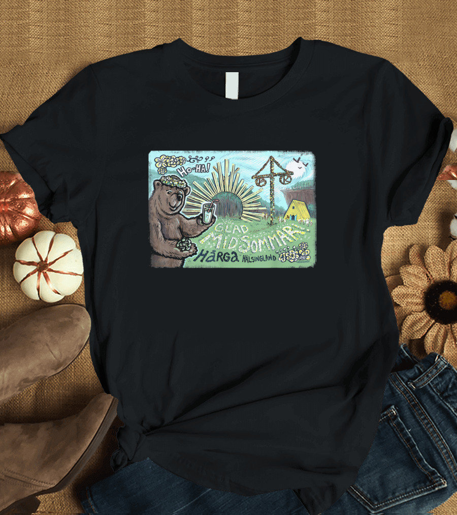 Glad Midsommar Hårga Hälsingland Ho-Ha Bear Scene T-Shirt