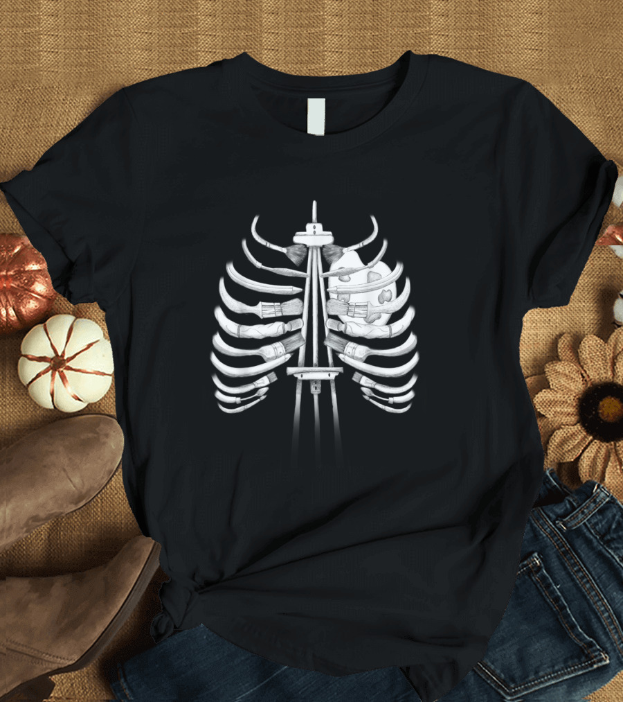 Bones Ribcage with Art Tools I Can Feel It In My Bones T-Shirt
