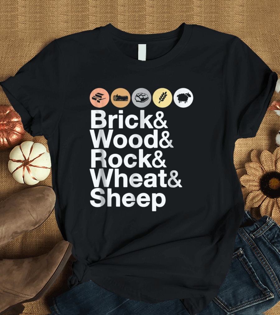 Brick Wood Rock Wheat Sheep Catan Resources Icons T-Shirt