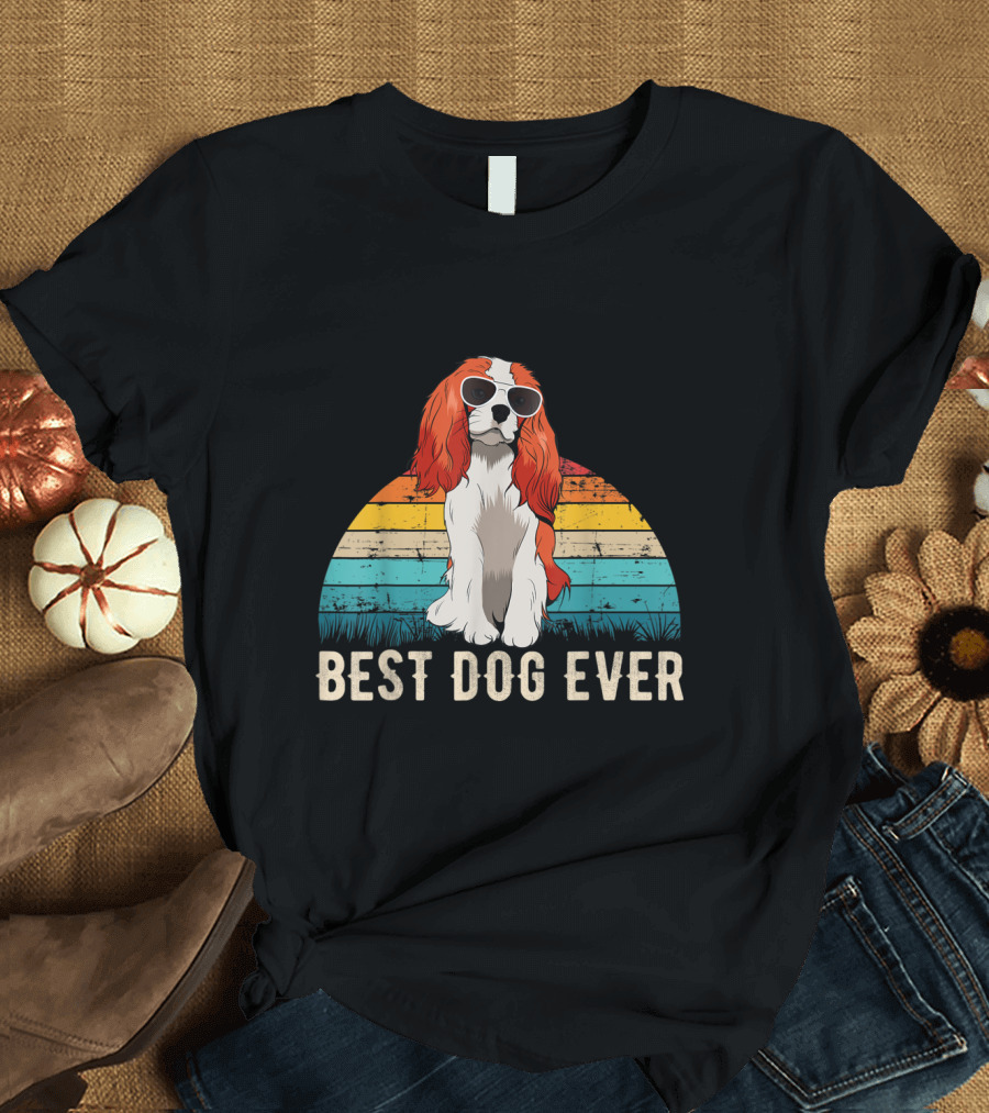 Best Dog Ever Cavalier King Charles Spaniel Vintage Sunglasses T-Shirt