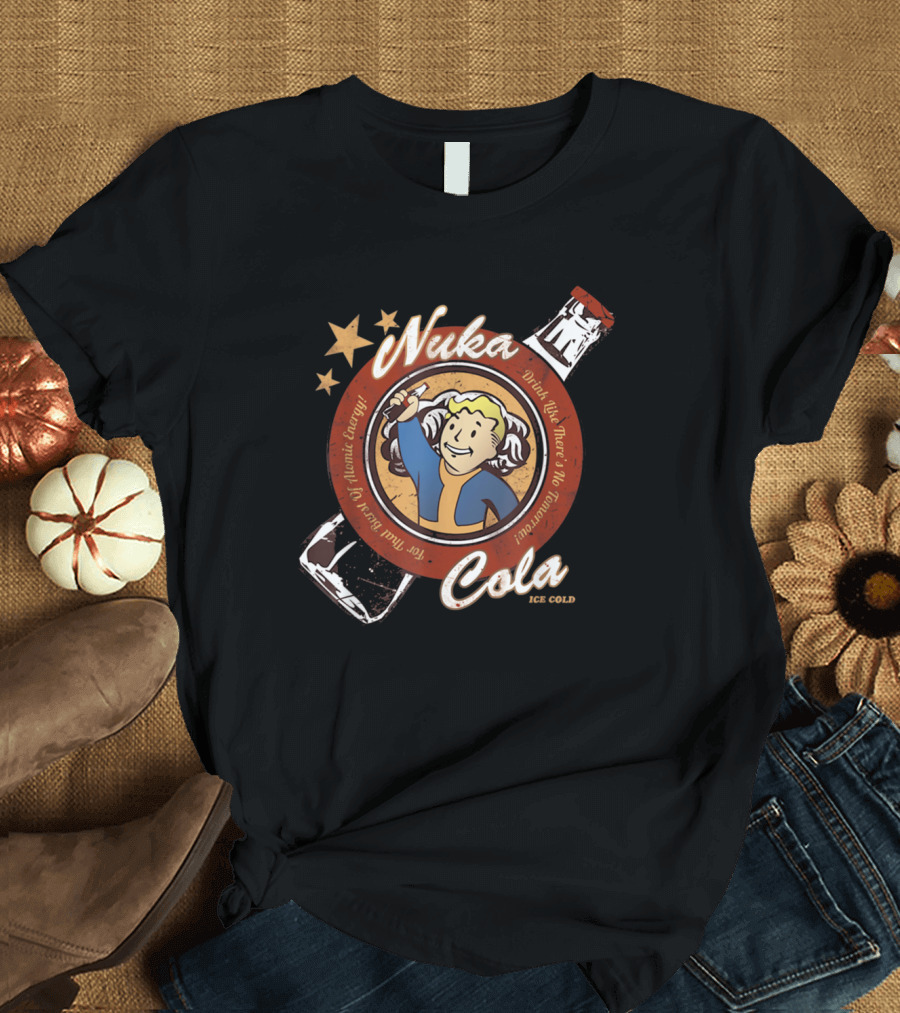 Nuka Cola Ice Cold Vault Boy Star Icon Fallout Gaming T-Shirt