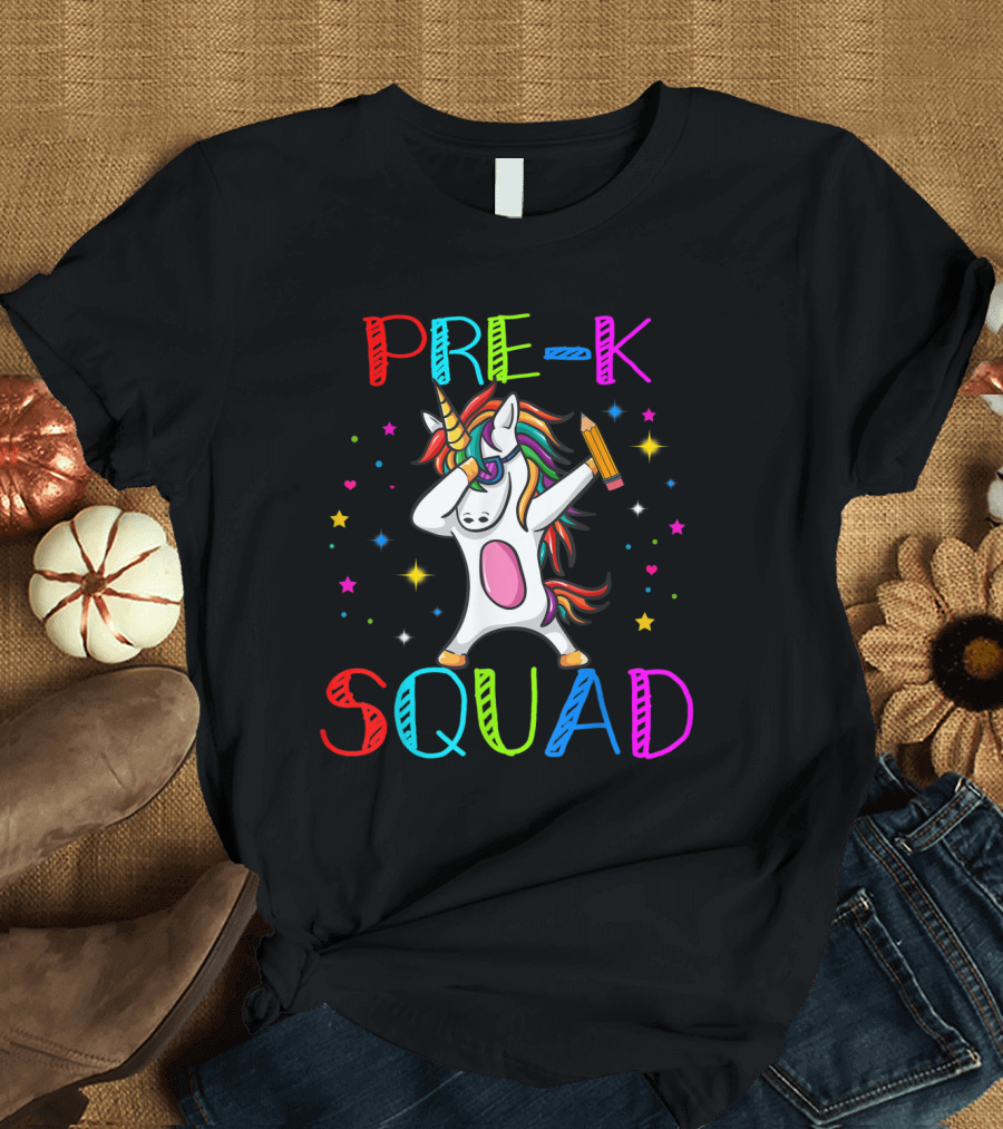 Pre-K Squad Teacher Unicorn Back to School Celebratory T-Shirt