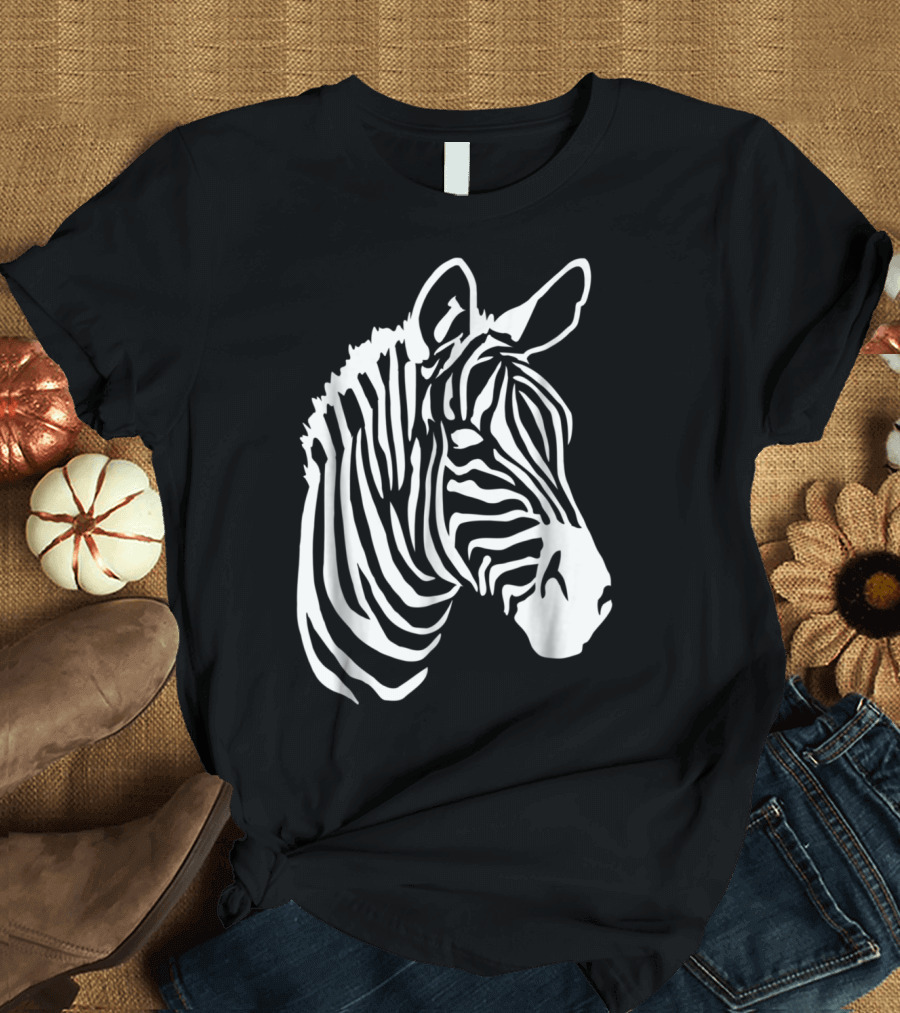 Zebra Head Black and White Stripe T-Shirt