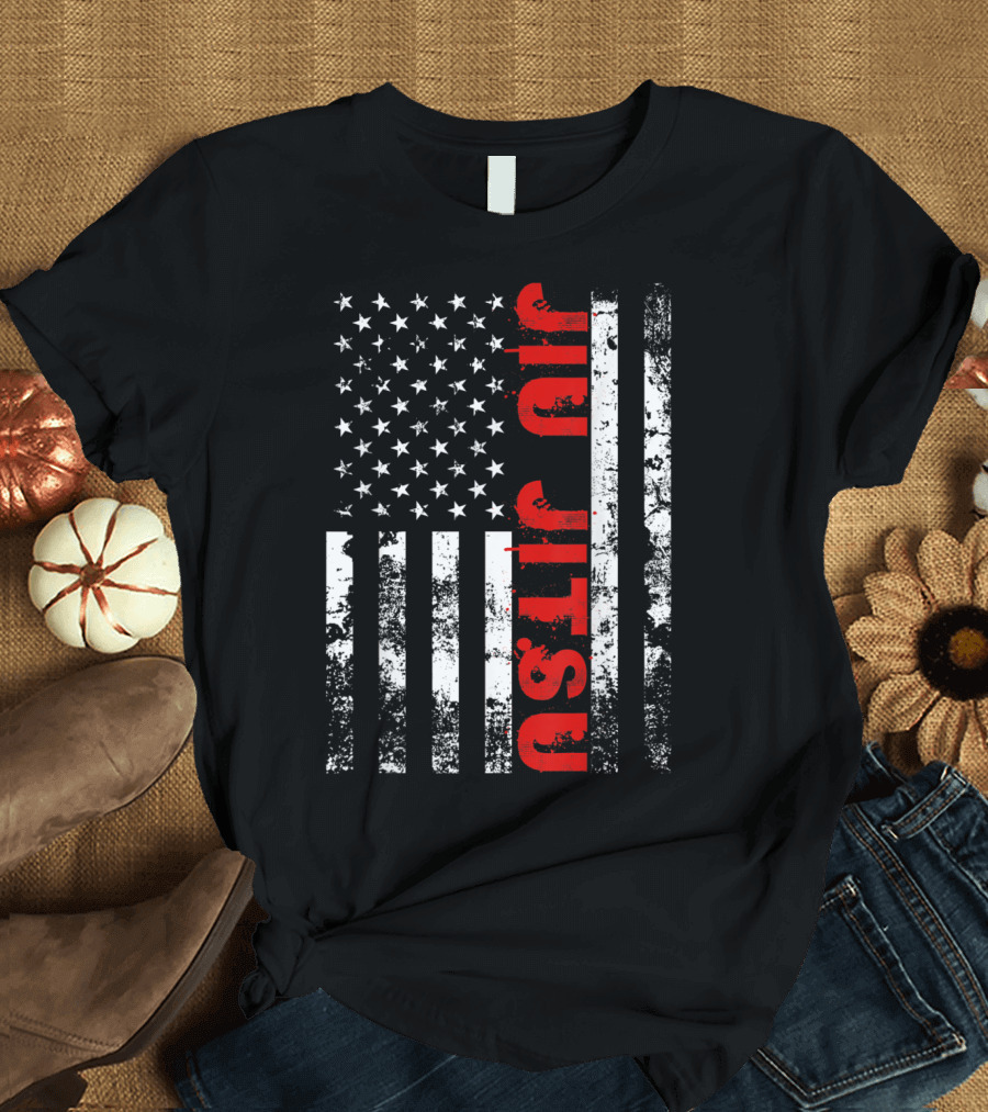 Brazilian Jiu Jitsu US Flag American Sports T-Shirt