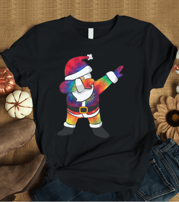 T-Shirt: Dabbing Santa Tie Dye Christmas Dab Rainbow Santa Claus T-Shirt Dabbing Santa Tie Dye Christmas Dab Rainbow Santa Claus T-Shirt