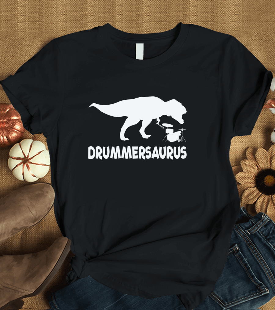 Drummersaurus Funny Drummer Dinosaur Drums T-Shirt