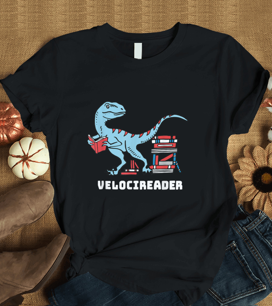 Velocireader Velociraptor Reading Books for Bookworms T-Shirt