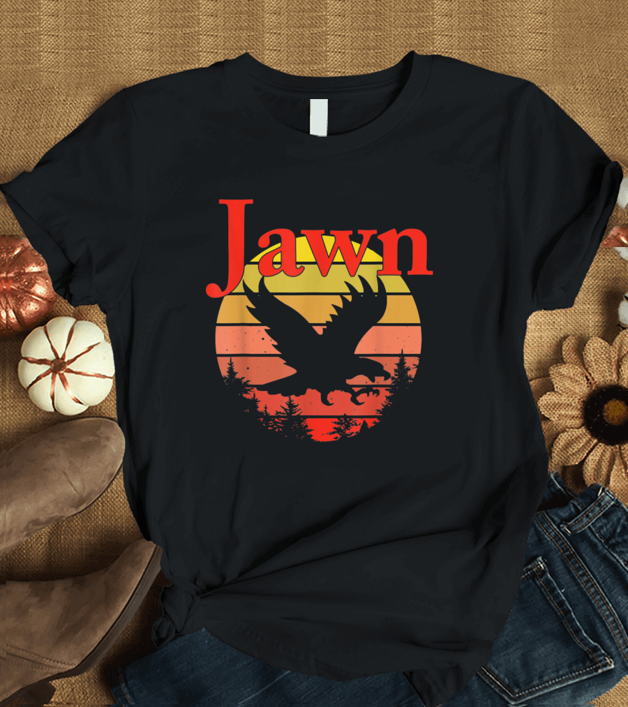 Jawn Eagle Silhouette Retro Sunburst Forest T-Shirt