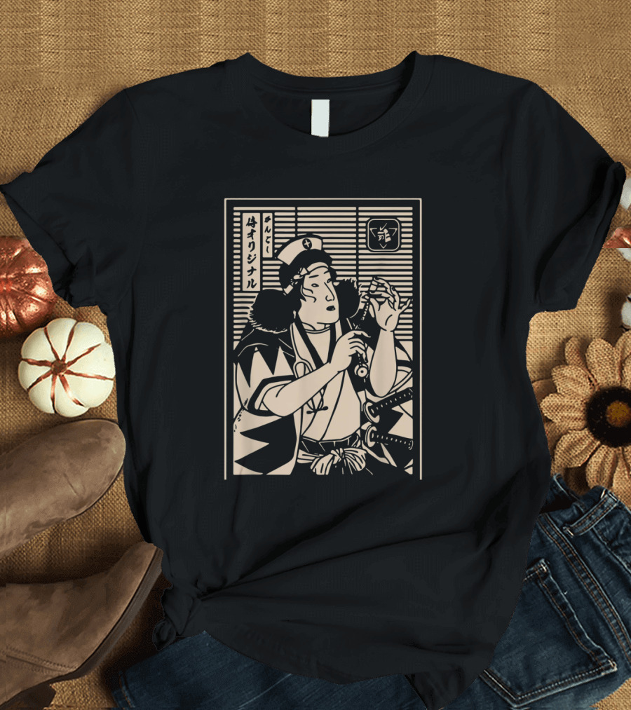 Nurse Samurai Japanese Funny Japanese Ukiyo-e Style Samurai Lover T-Shirt