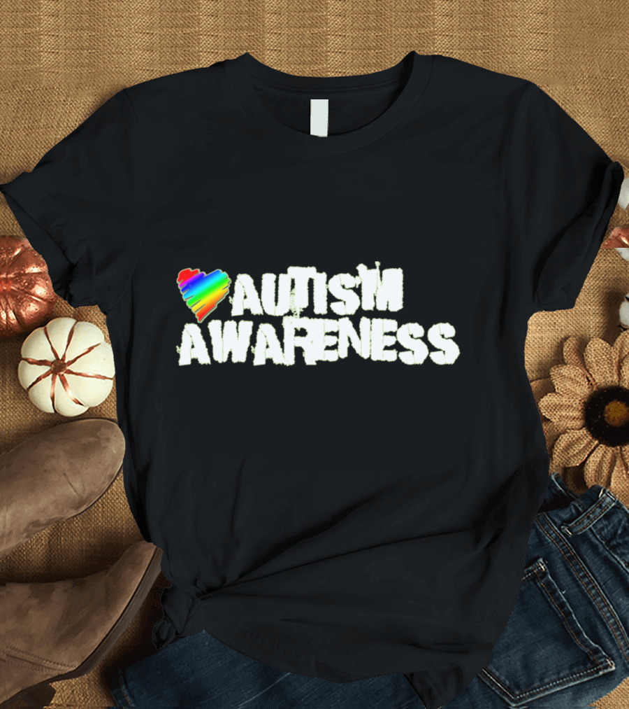 Autism Awareness Punky Rainbow Heart T-Shirt