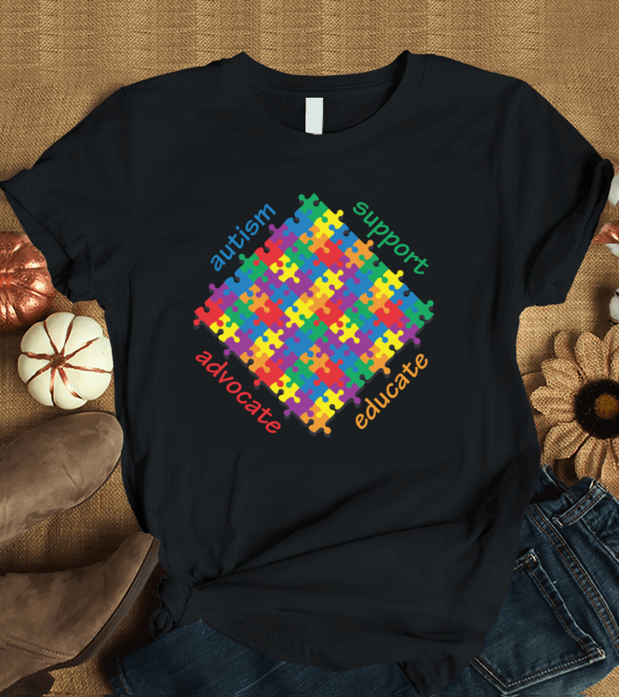 Autism Advocate Support Educate Puzzle T-Shirt