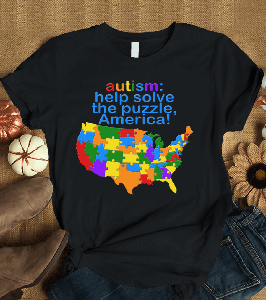 Autism Help Solve the Puzzle America Map T-Shirt
