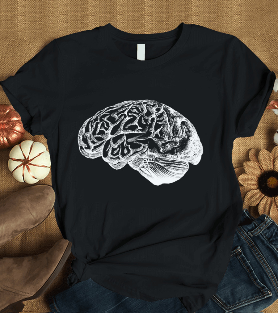 Brain Anatomy Detailed Sketch Drawing T-Shirt