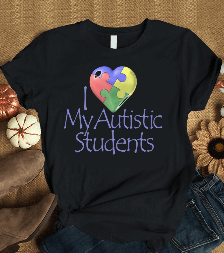I Heart My Autistic Students Puzzle Heart T-Shirt